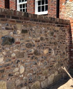 The completed flint stone wall in Chichester