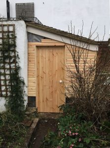 The outhouse during renovation