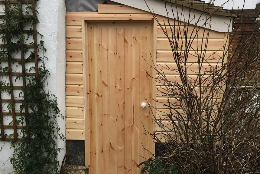 The outhouse during renovation