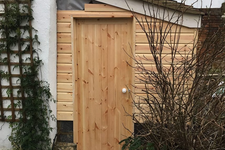 The outhouse during renovation